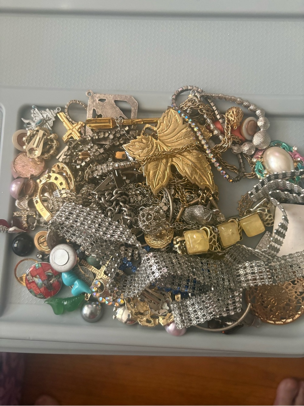 Gold Tone and craft and Mixed Metal Jewelry Set - Gold, Silver, Pearl Accents